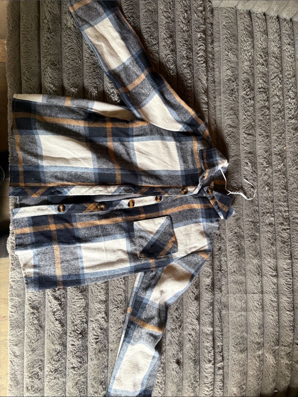 Kids Blue and Cream Plaid Button-Up Shirt